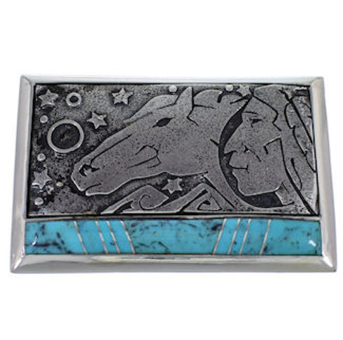 Southwest Sterling Silver Turquoise Belt Buckle YS59884